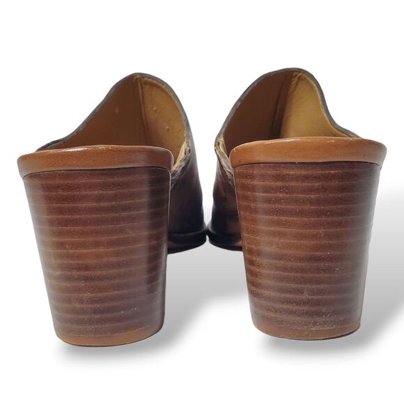Patricia Nash Leather Global Map Mules Shoes Womens Size 10 Carmine Brown - Picture 4 of 9